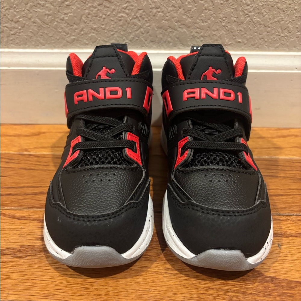 AND1 Kids Black and Red High-Top Sneakers NWOT